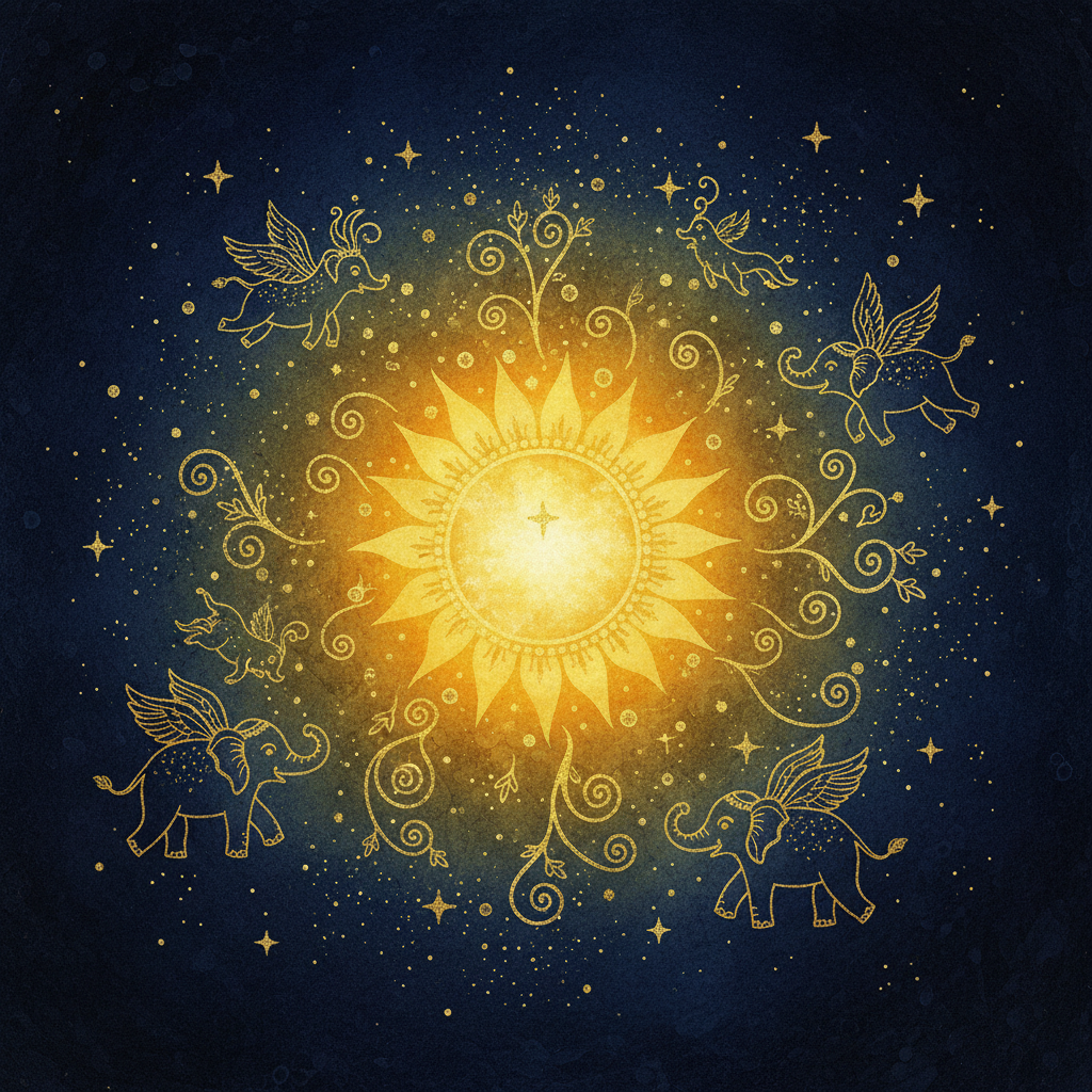 Cosmic void with golden particles