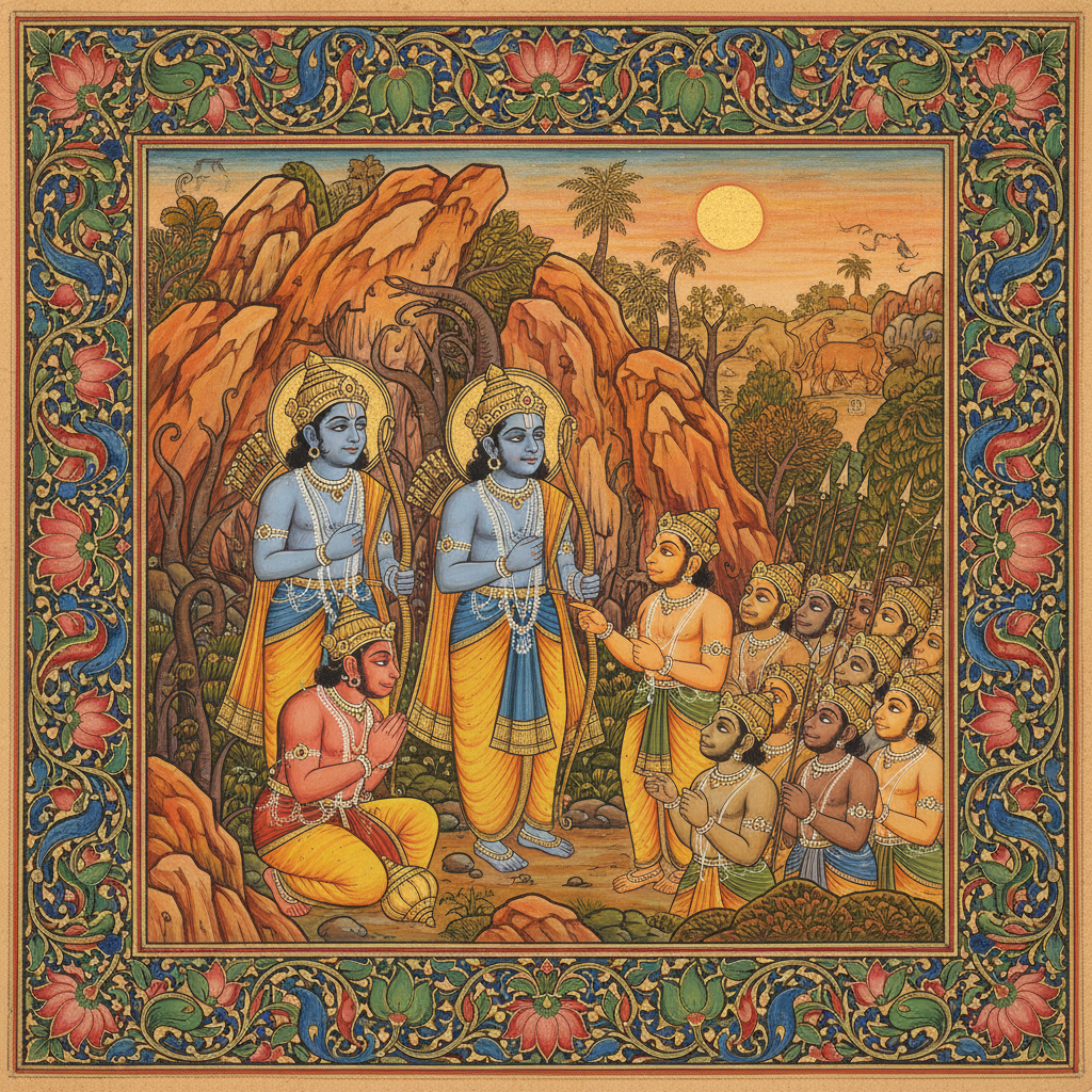 Devastated by Sita's abduction, Rama and Lakshmana searched far and wide, eventu