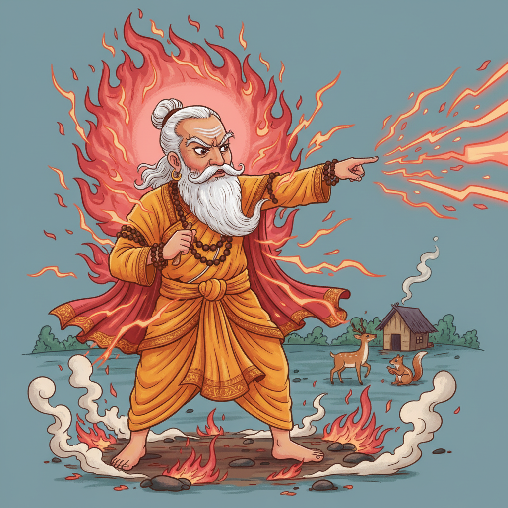 Durvasa angry, cursing the Devas