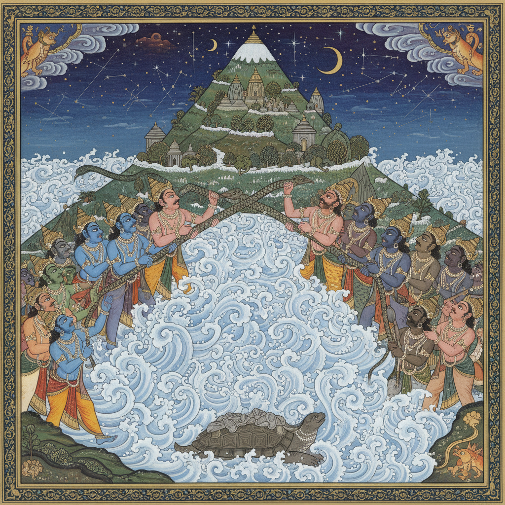 Mount Mandara being carried to the ocean