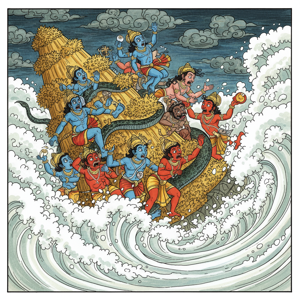 Mount Mandara sinking into the ocean