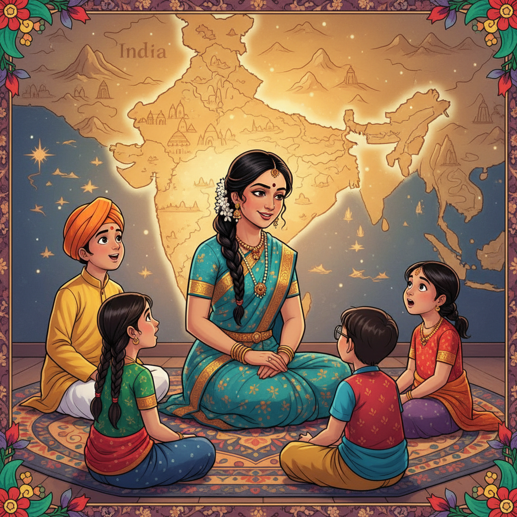 A friendly narrator telling a story to children.