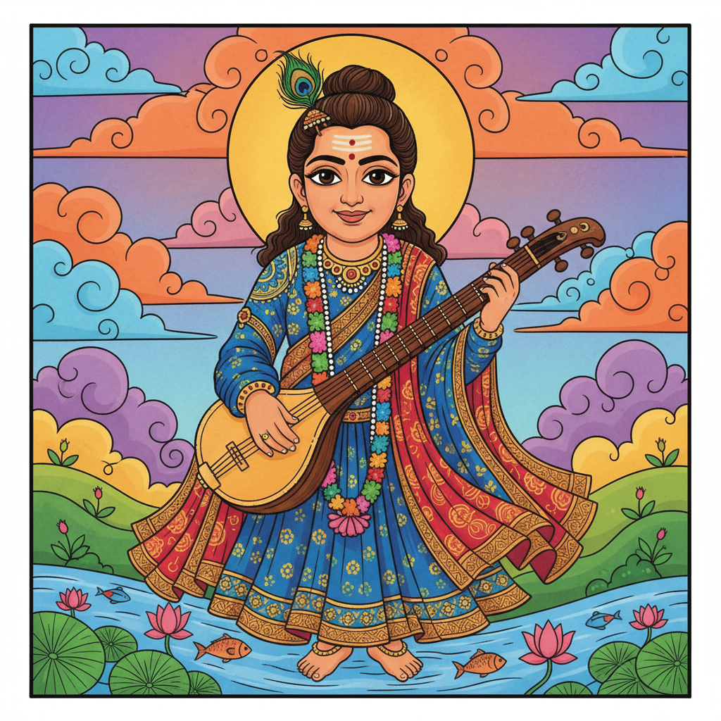 Sage Narada sharing a wise lesson.