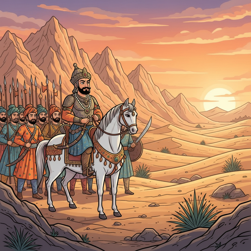 Muhammad Ghori's army marching towards Gujarat.