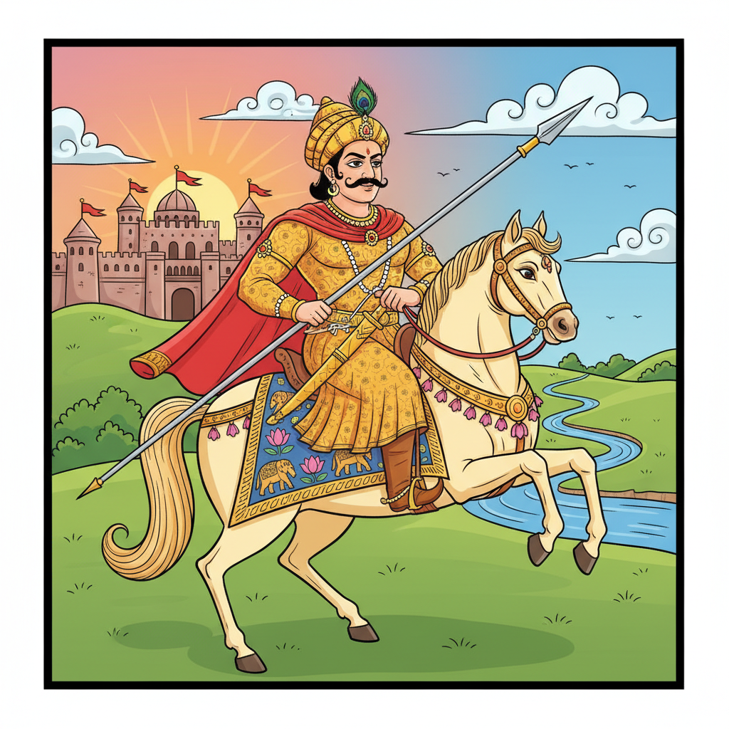 King Prithviraj Chauhan on his horse.