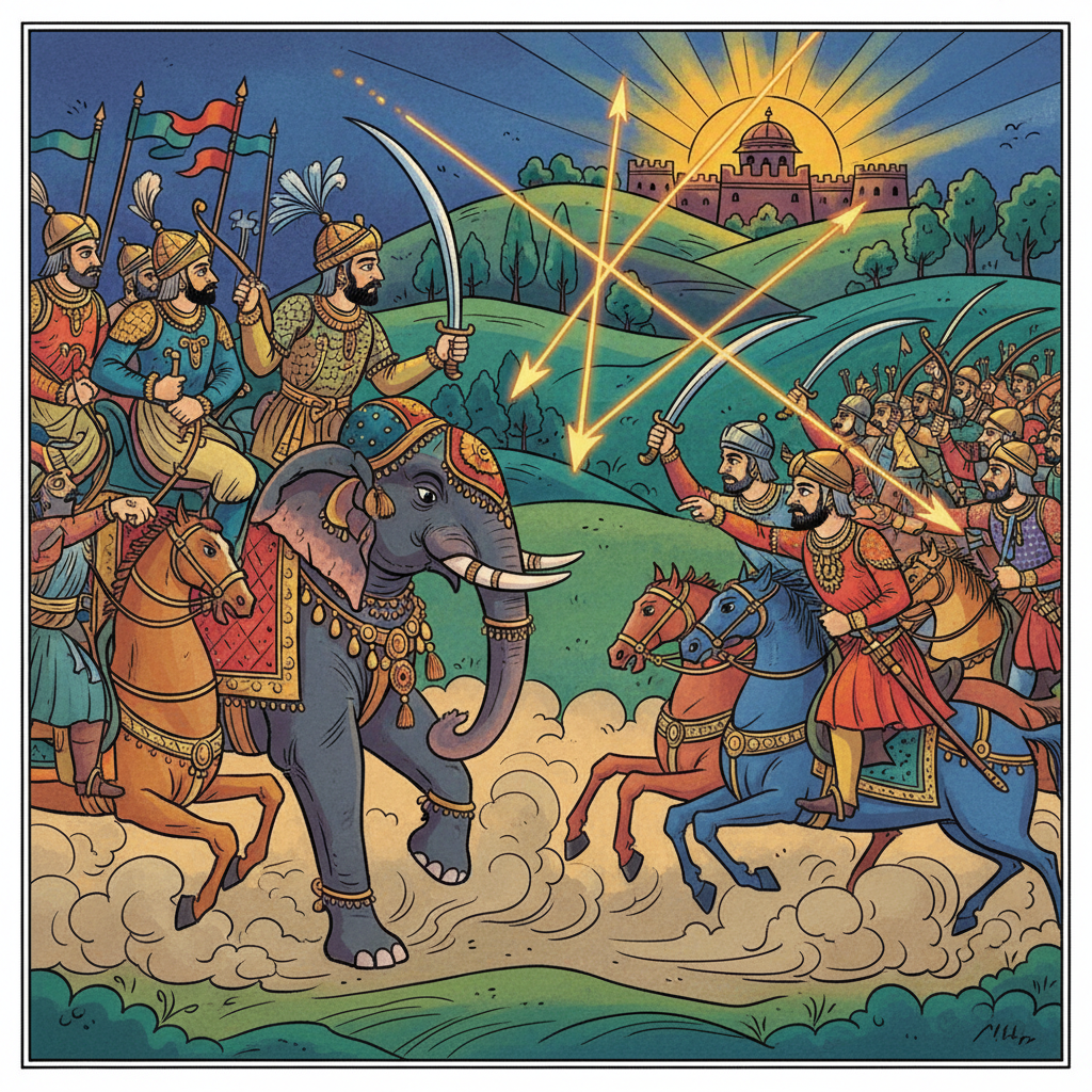 A fierce battle between two armies.