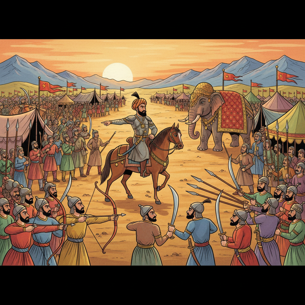 Muhammad Ghori training his army.